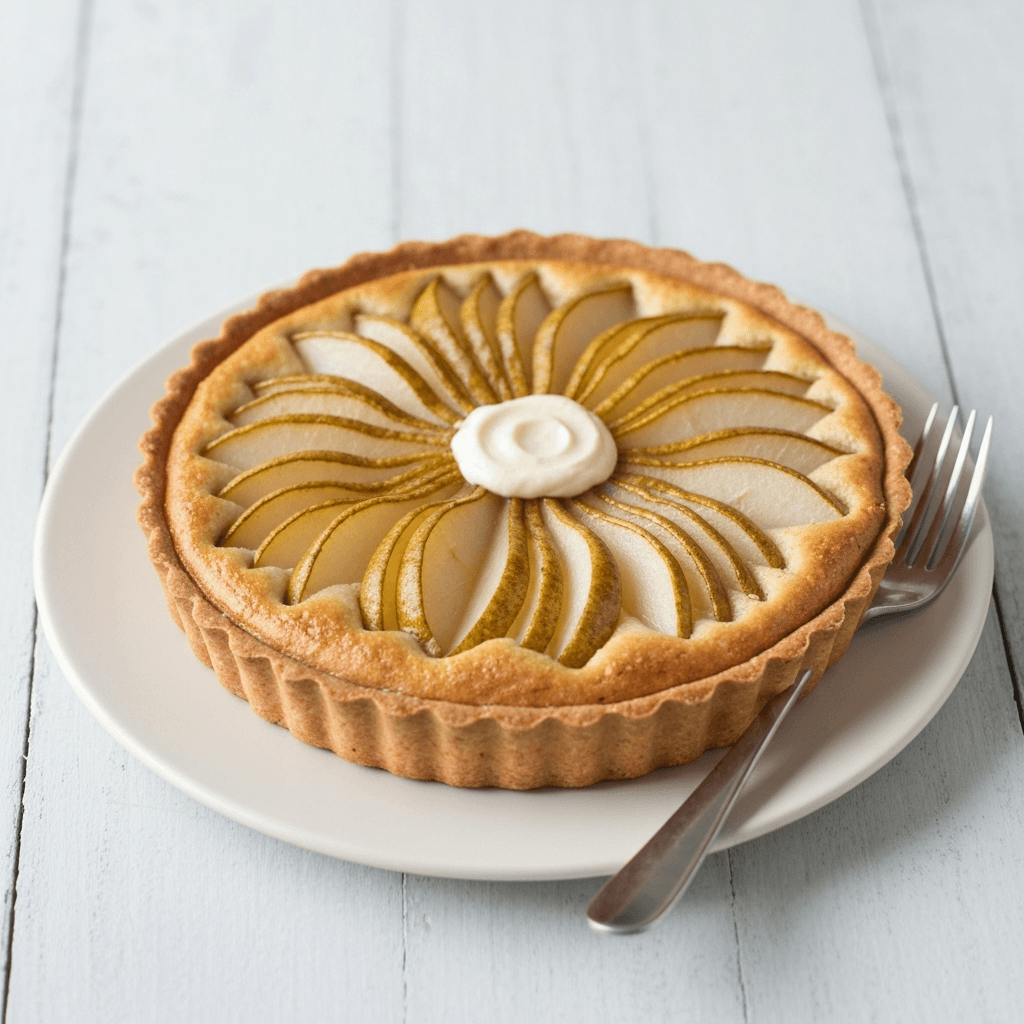 Warm Pear and Almond Tart with Frangipane and Mascarpone Cream
