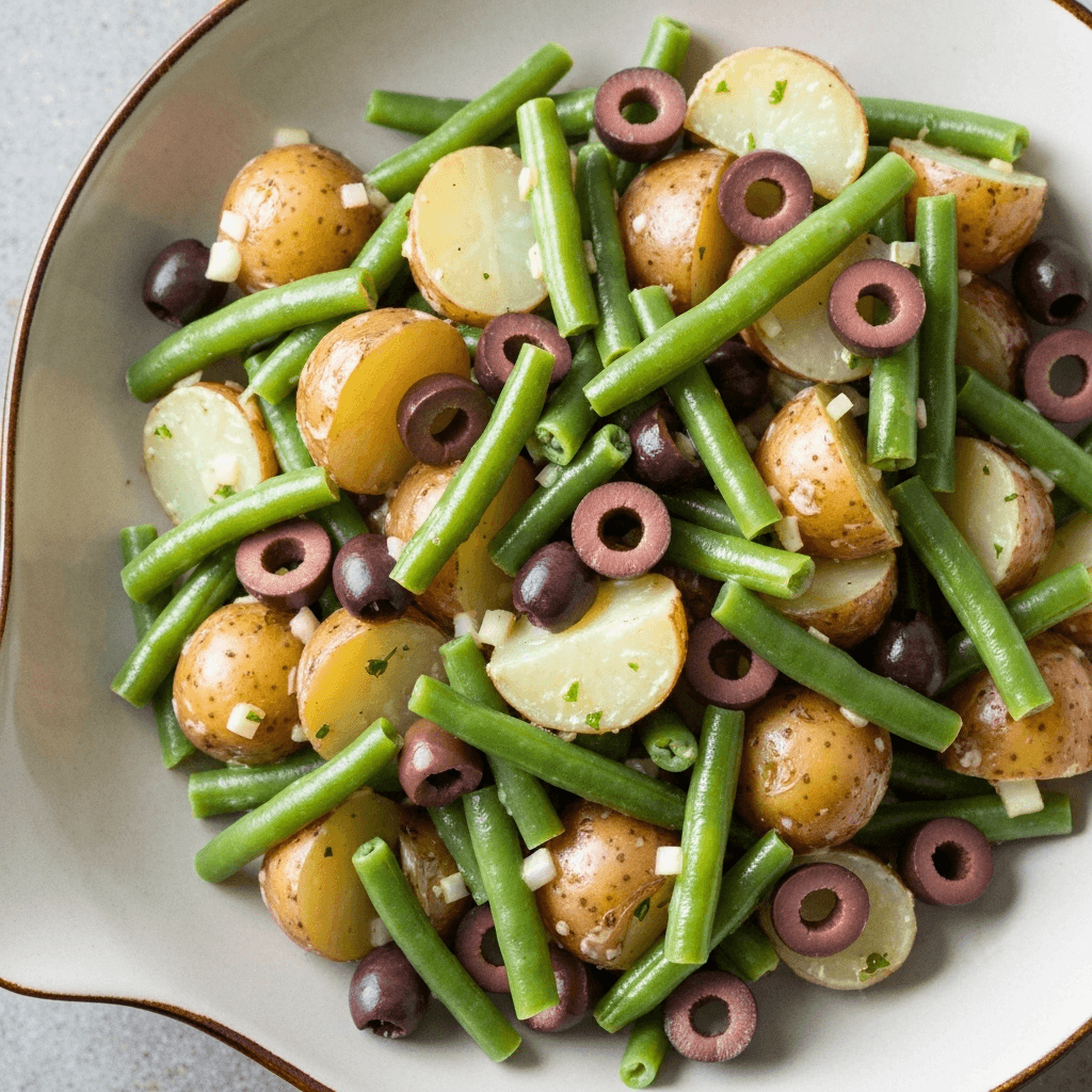 Aji Verde Potato Salad with Green Beans and Olives