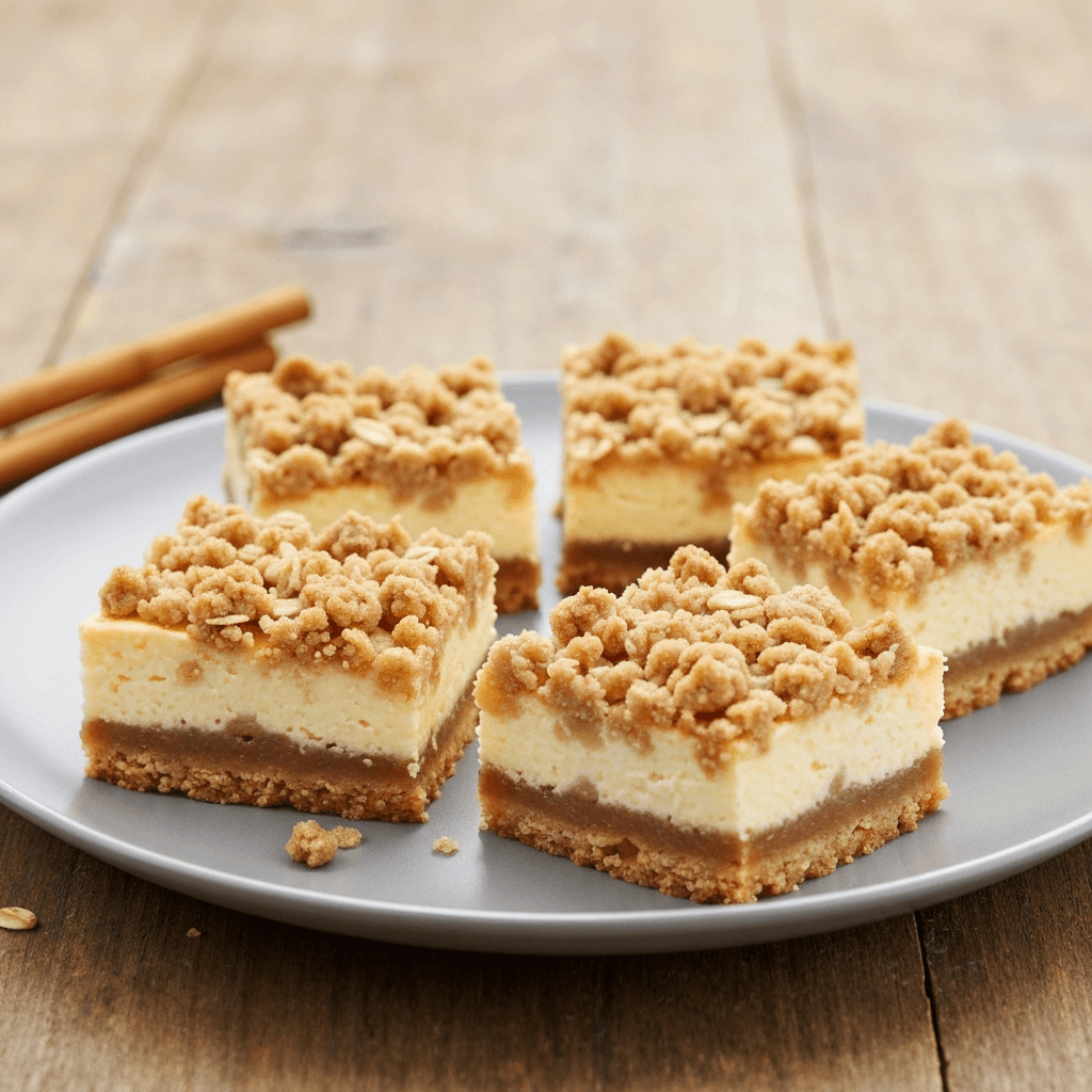 Apple Cider Cheesecake Bars with Oat Crumble