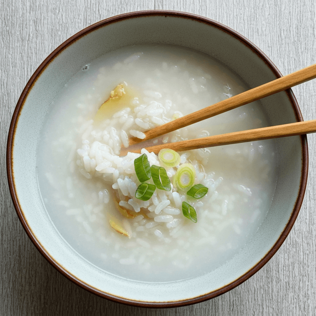 Savory Asian Rice Porridge (Congee) with Ginger and Scallions