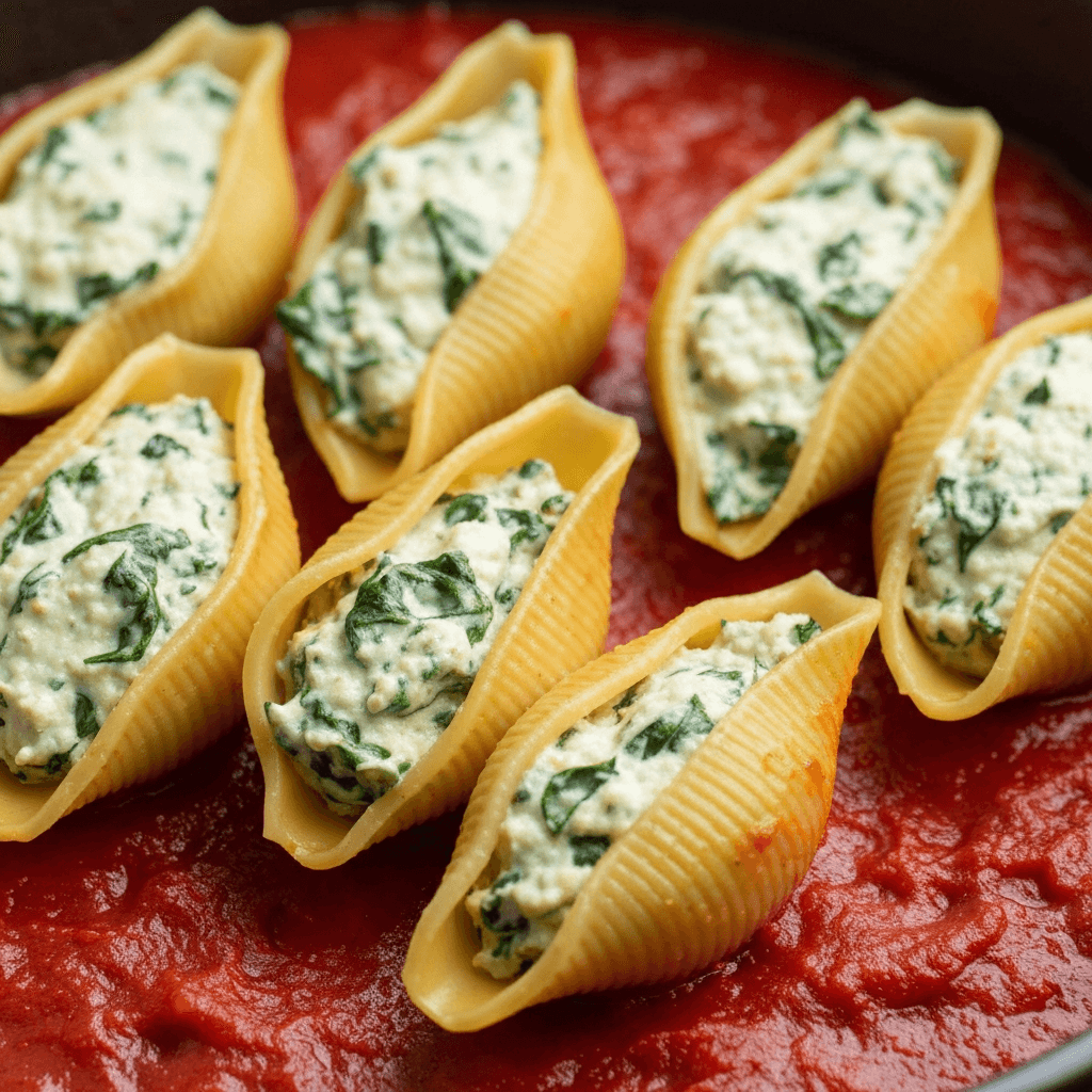 Baked Ricotta and Spinach Stuffed Shells