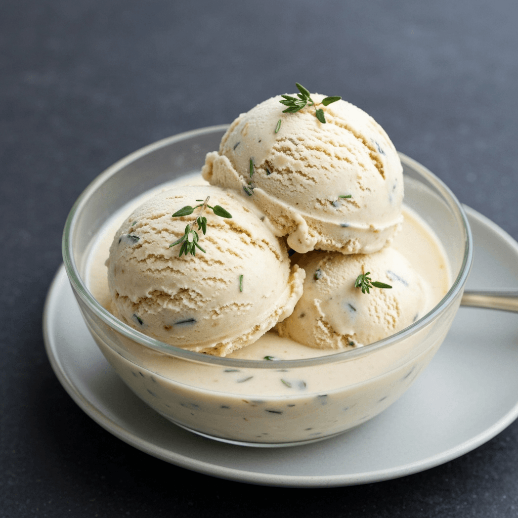 French Onion Soup Ice Cream with Caramelized Onion Swirl