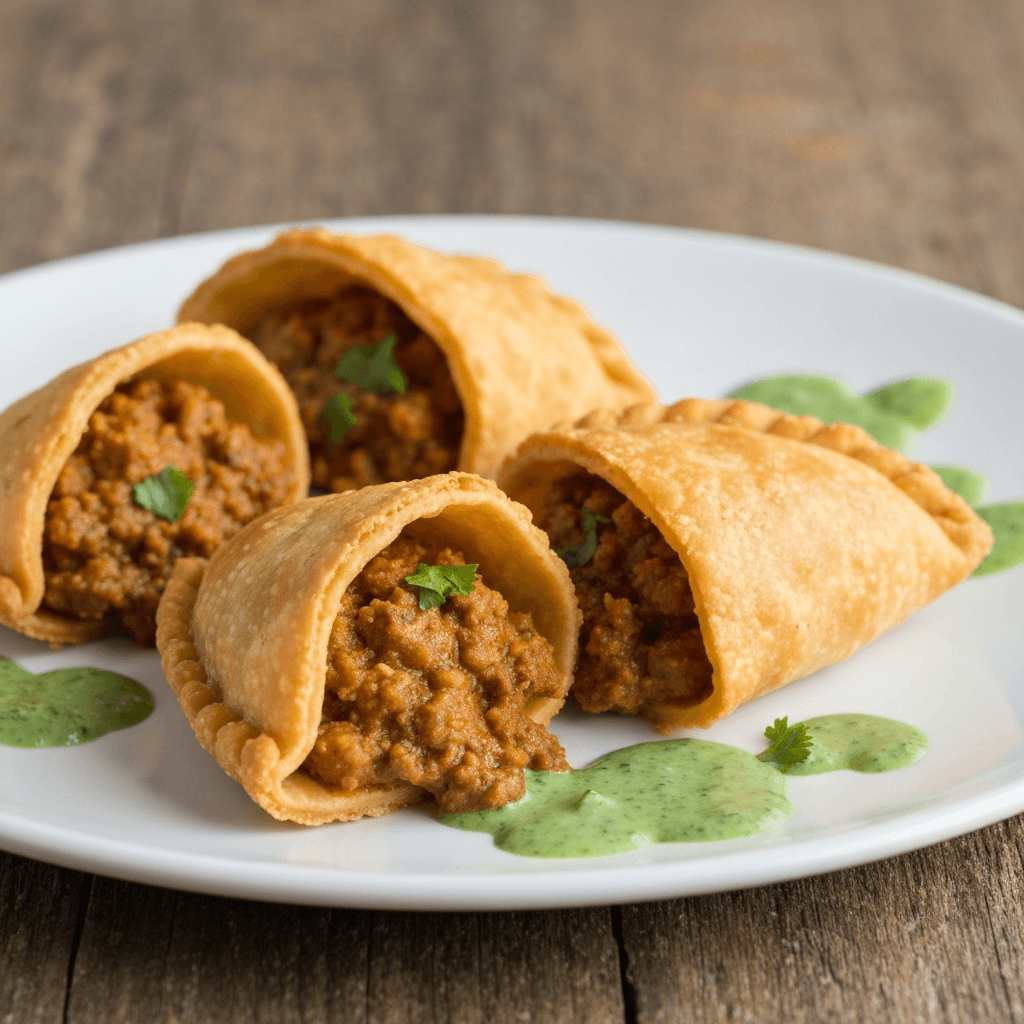 Bobotie Empanadas with Cilantro Lime Crema