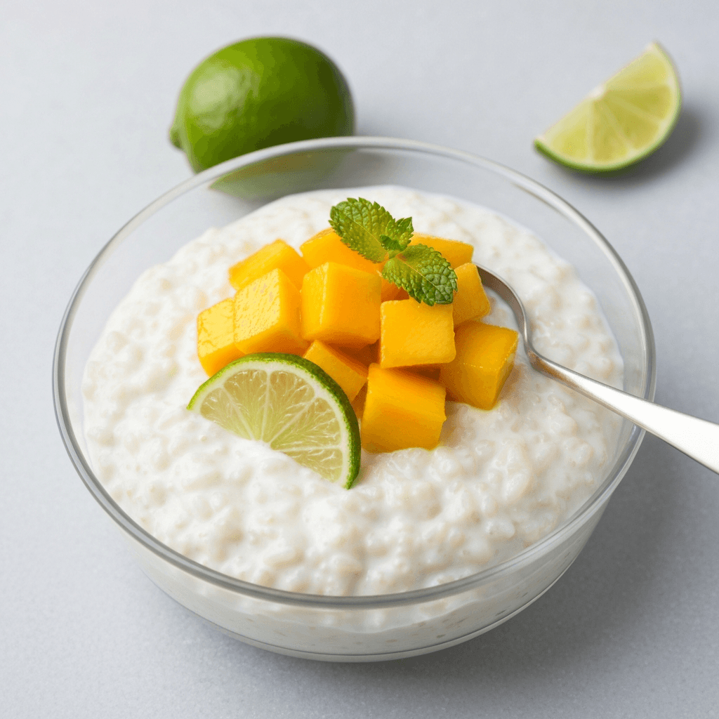 Coconut Rice Pudding with Mango and Lime