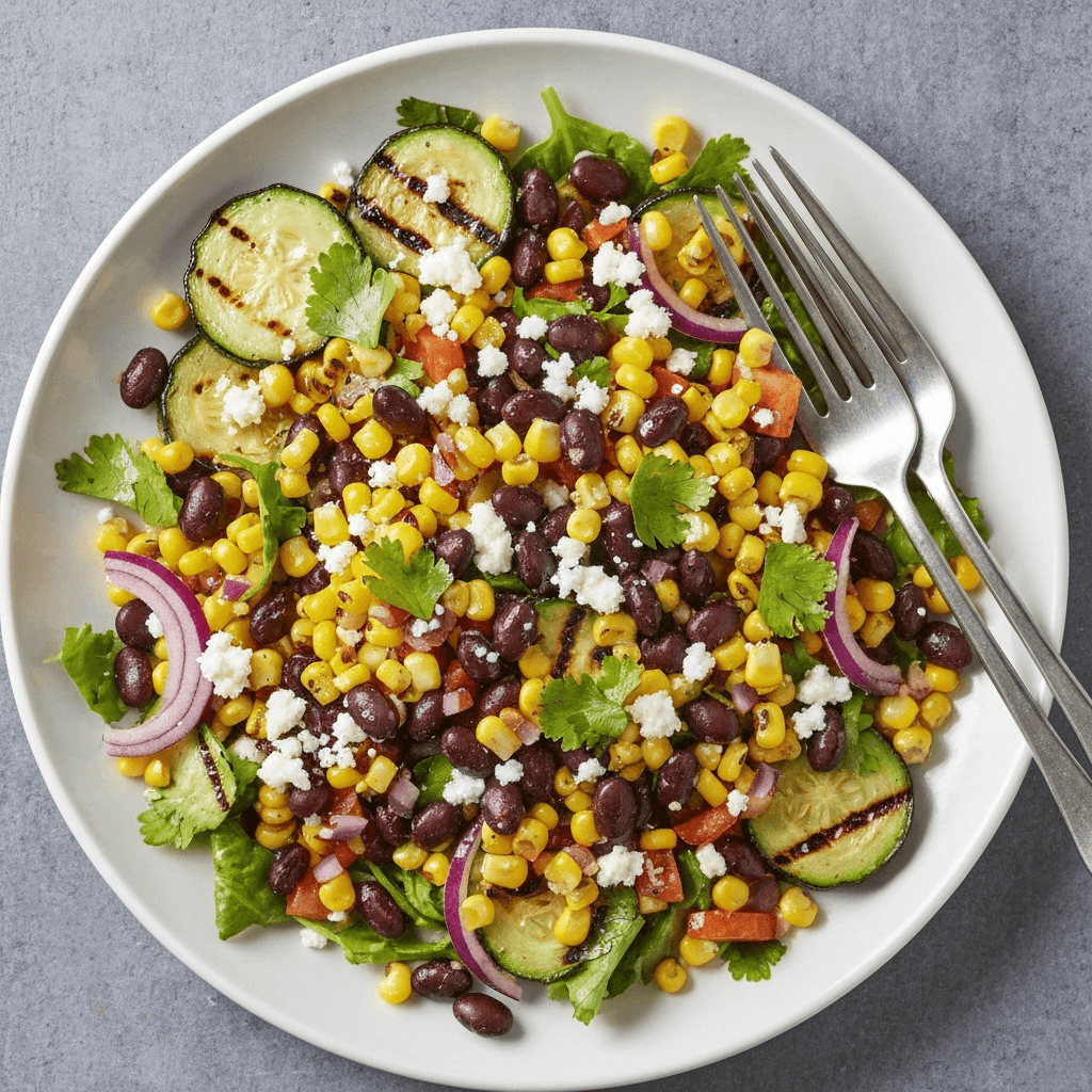 Grilled Black Bean and Corn Salad with Cotija Cheese