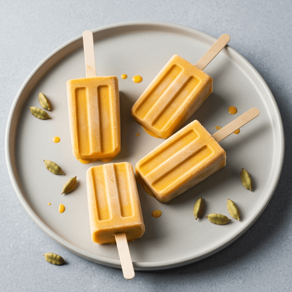 Mango Lassi Popsicles with Cardamom