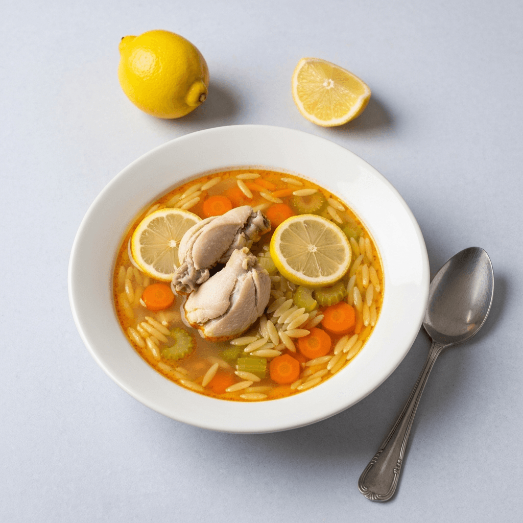 Tavuk Suyu Çorbası (Turkish Chicken Soup) with Orzo and Lemon