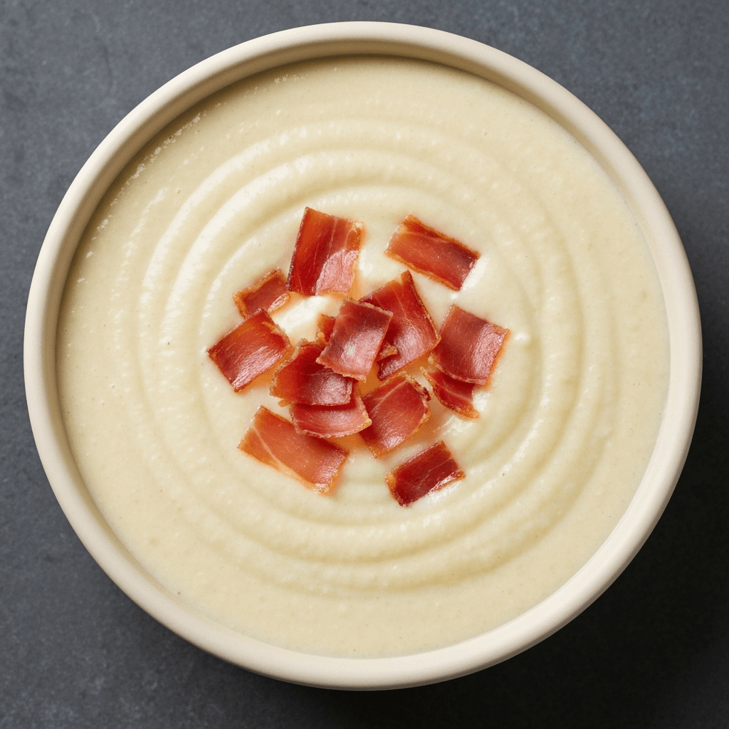 Creamy Cauliflower Soup with Crispy Prosciutto
