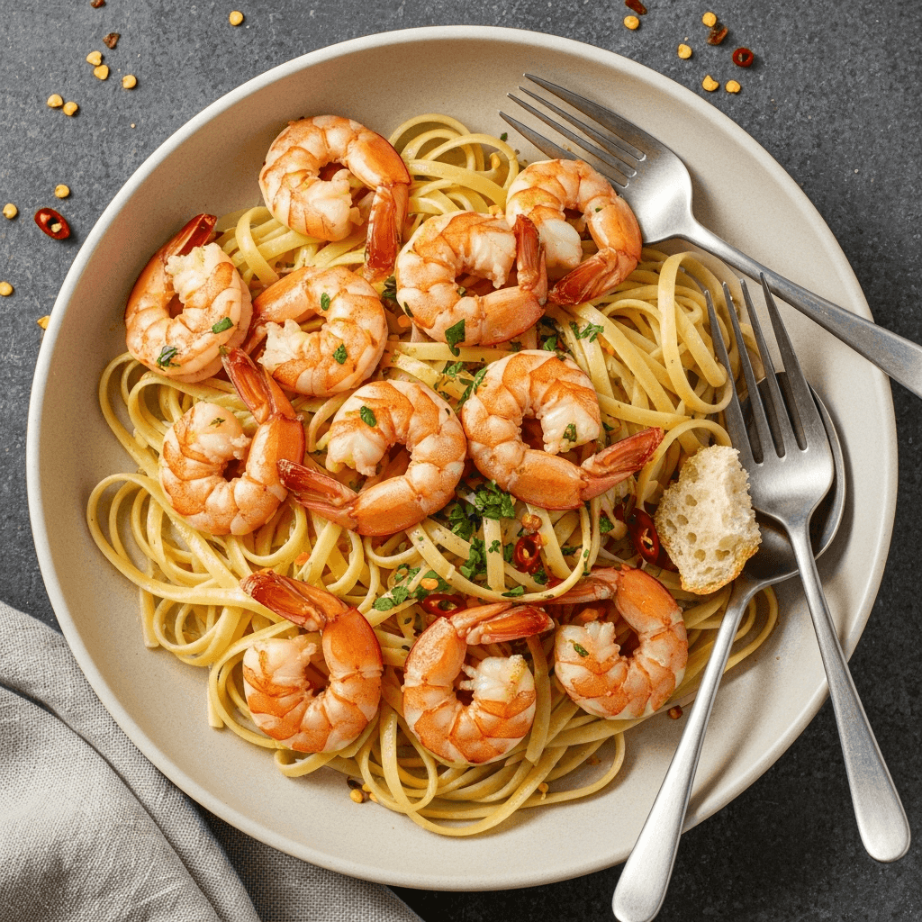 Spicy Shrimp Scampi with Linguine and Chili Flakes