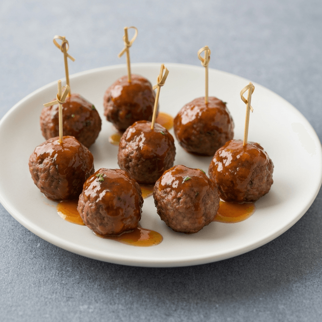 Mini Bobotie Meatballs with Apricot Glaze