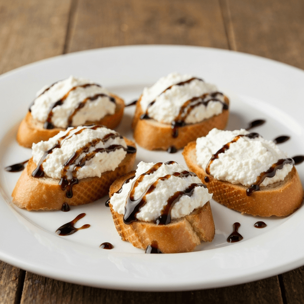 Whipped Ricotta Crostini with Balsamic Glaze