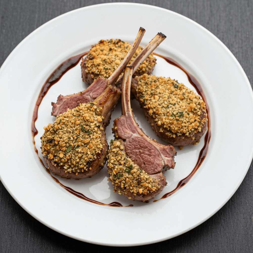 Garlic & Herb Crusted Lamb Chops with Balsamic Reduction