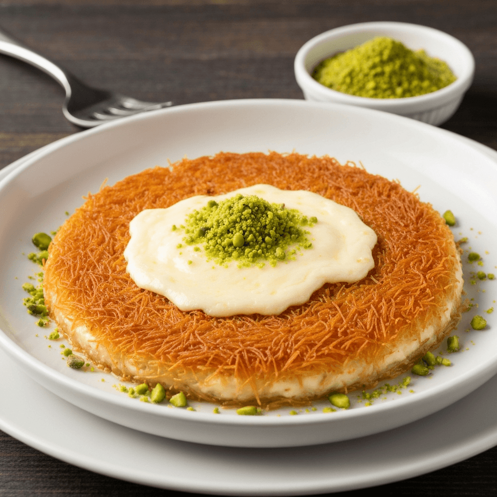 Künefe (Turkish Cheese Pastry) with Syrup and Pistachios