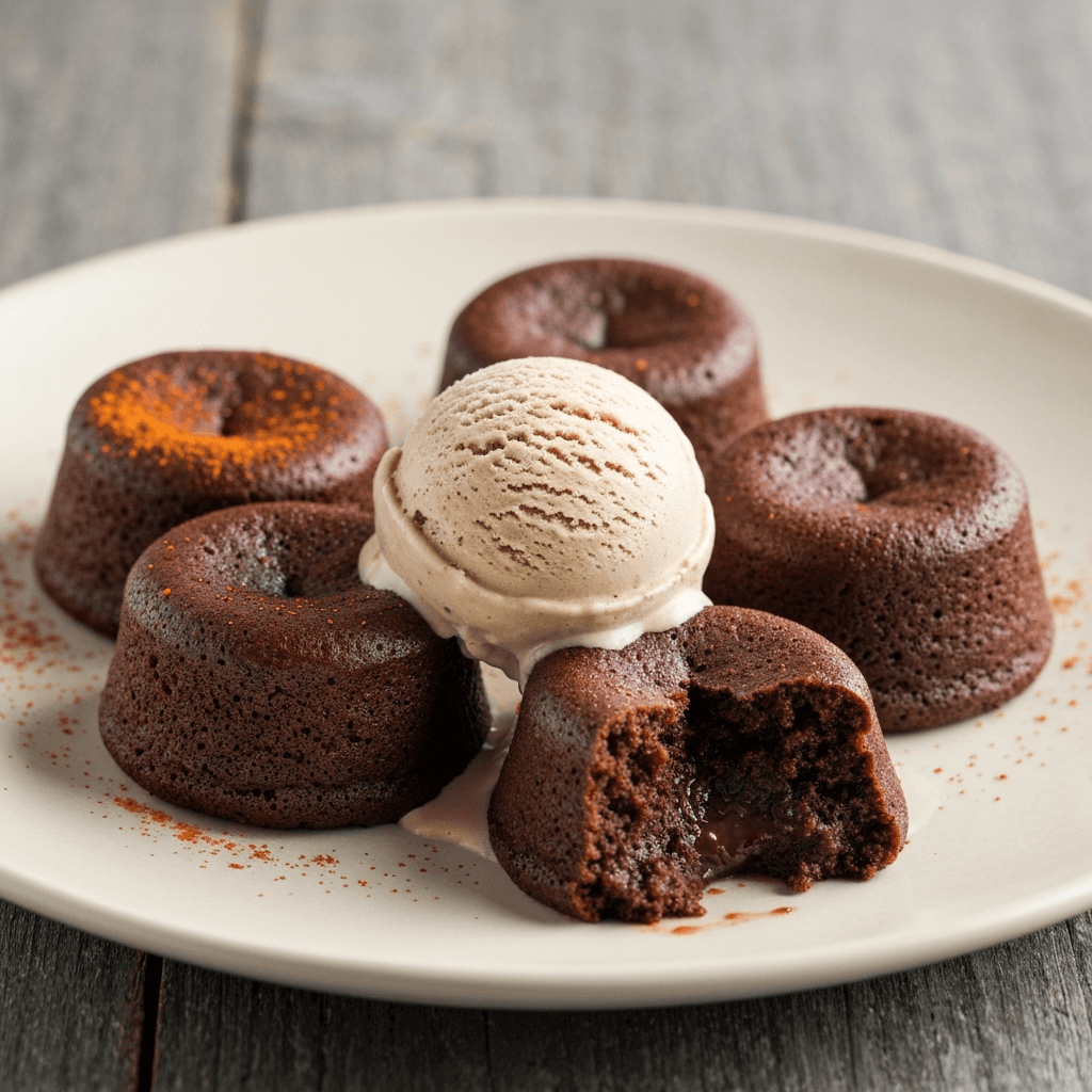 Five-Spice Chocolate Lava Cakes with Sesame Ice Cream