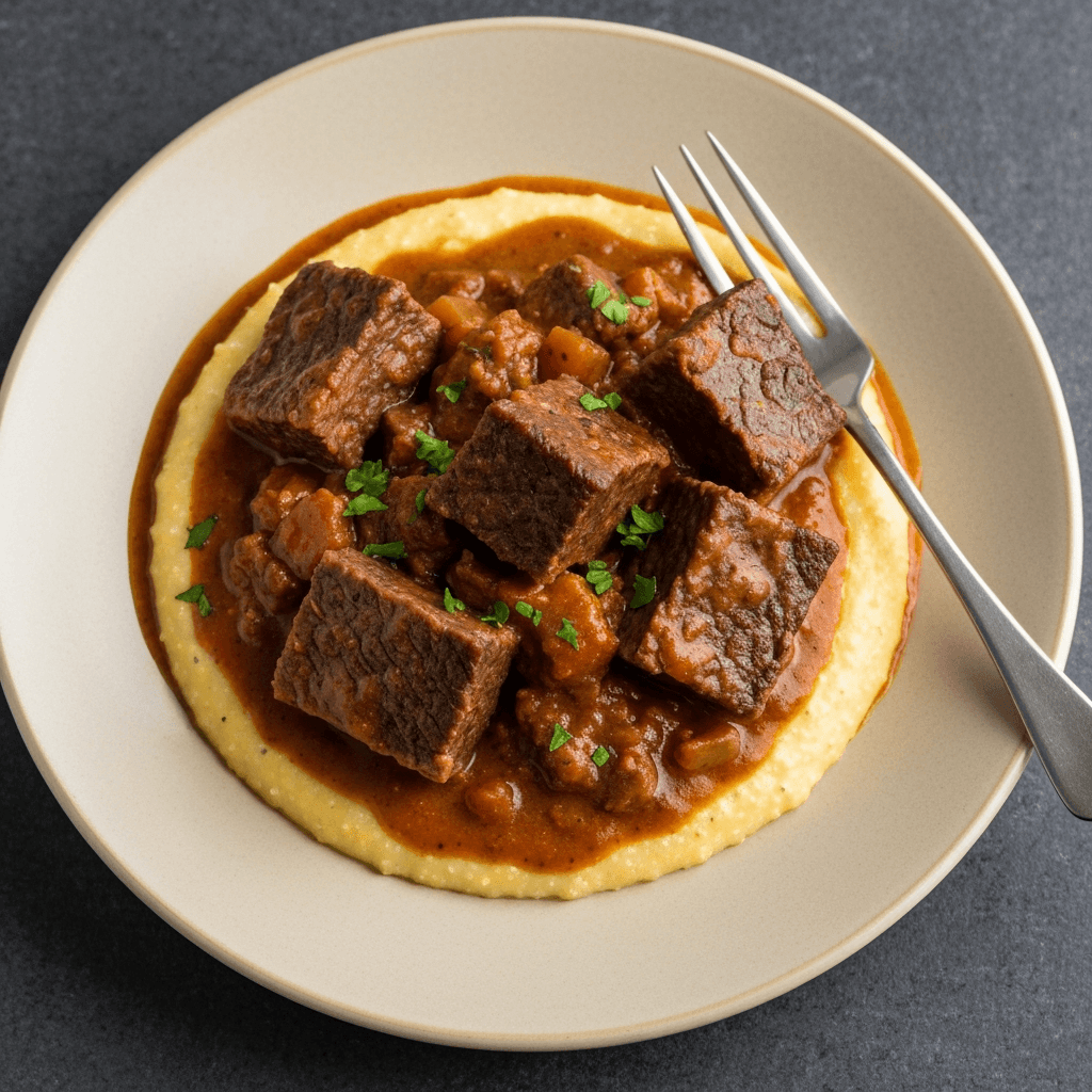 Beef Short Rib Chili with Creamy Polenta