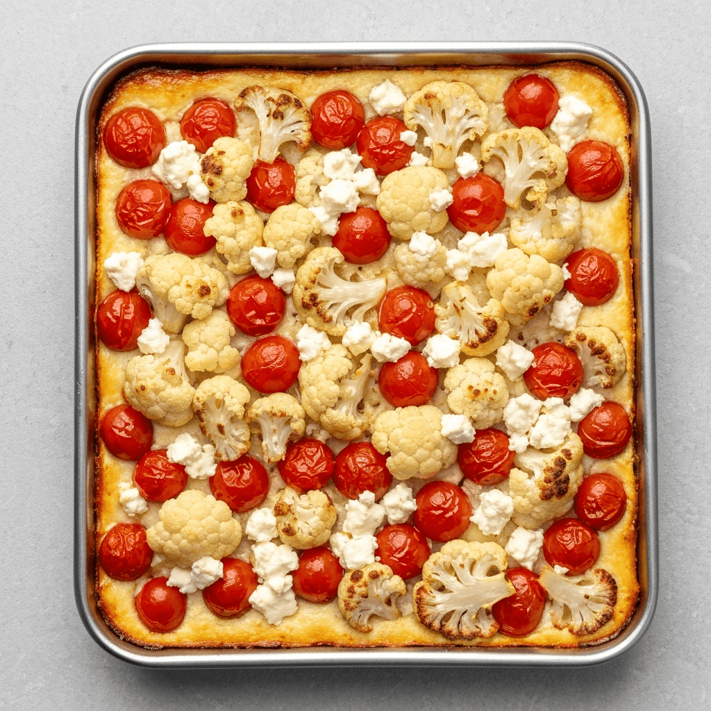 Roasted Cauliflower and Cherry Tomato Bake with Feta