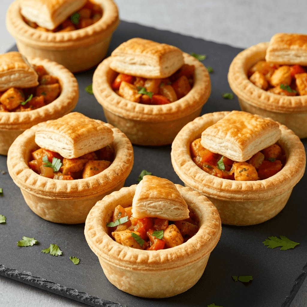 Moroccan Tagine-Spiced Chicken and Vegetable Pot Pies