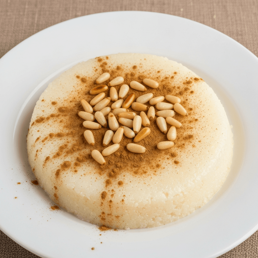 Semolina Halva (Irmik Helvasi) with Pine Nuts and Cinnamon