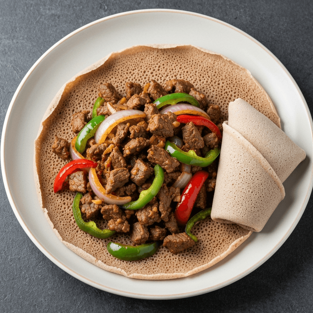 Zilzil Tibs (Stir-Fried Beef) with Injera