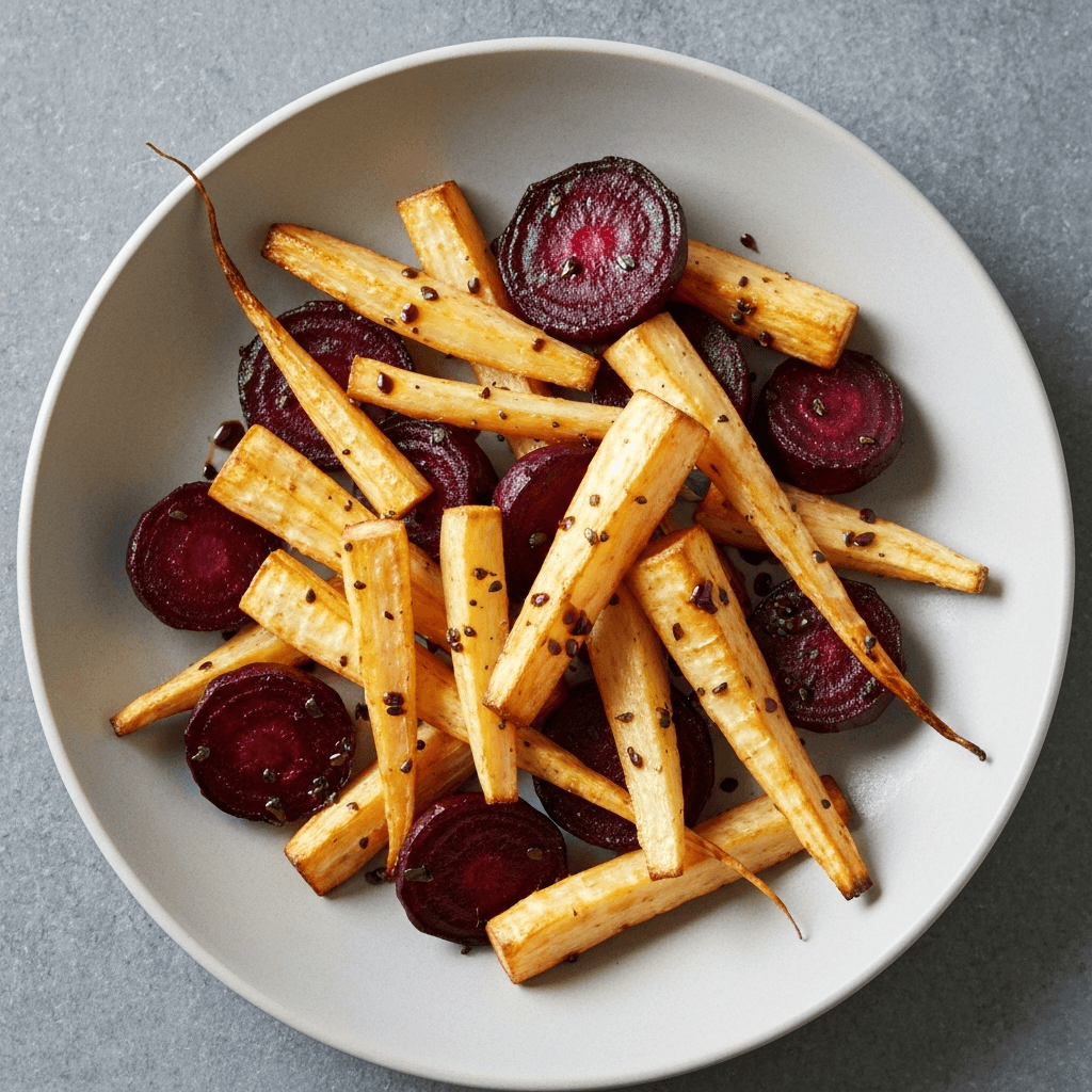 Roasted Parsnip and Beetroot with Balsamic Glaze