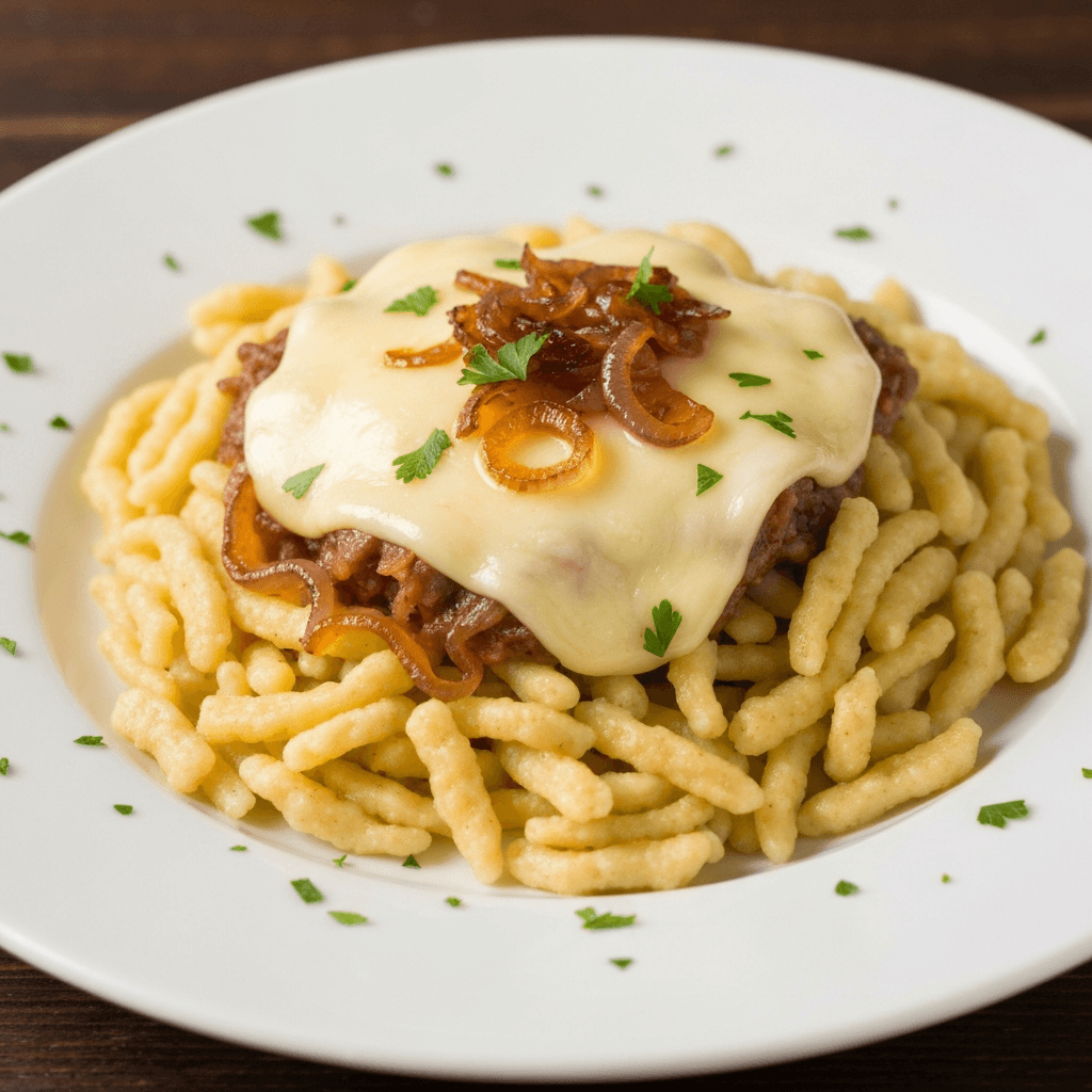 German Spaetzle with Cheese (Käsespätzle) - Vegetarian