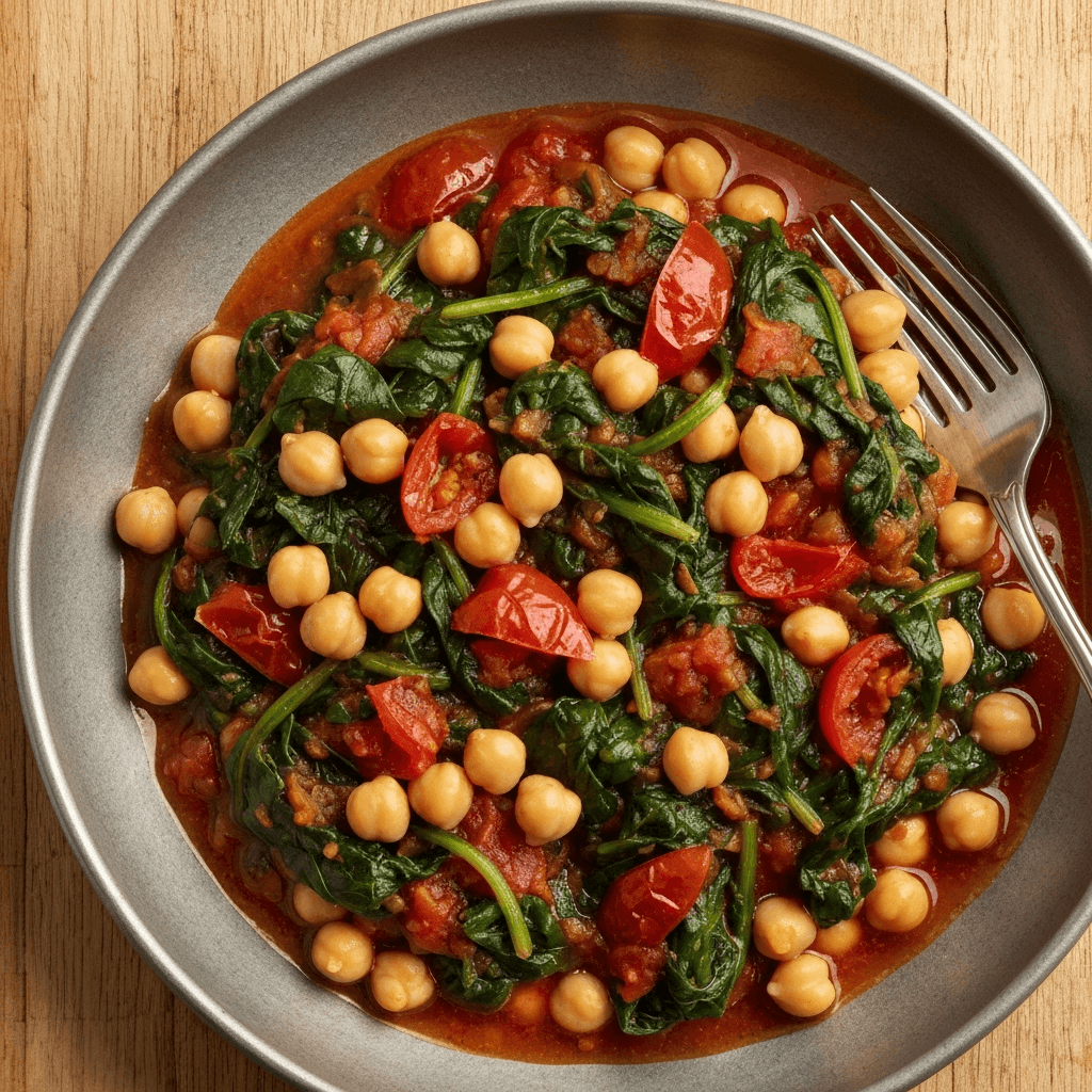 Espinacas con Garbanzos with Tomatoes and Smoked Paprika