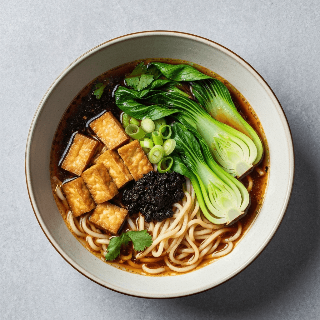 Vegan Shiitake Mushroom Ramen with Black Garlic Oil