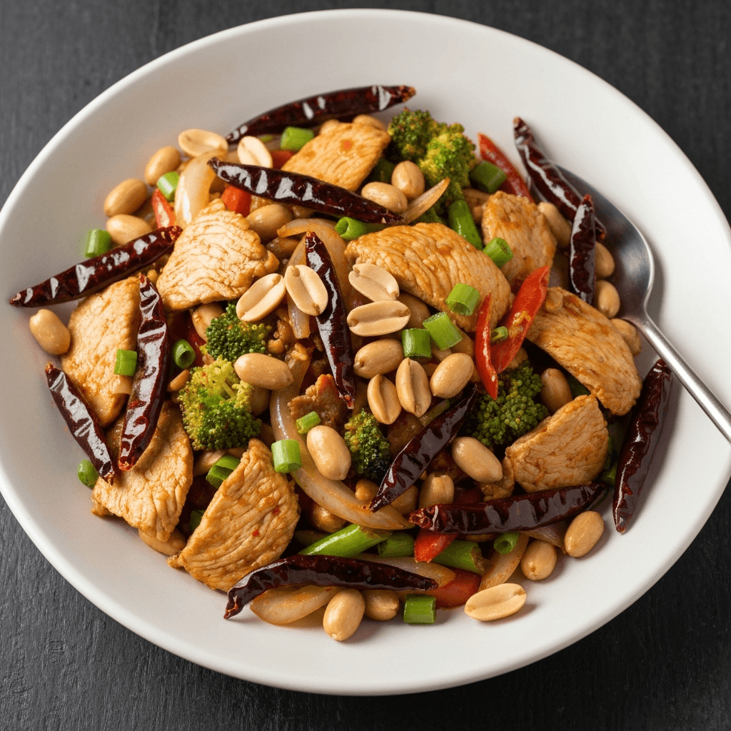 Kung Pao Turkey with Peanuts and Dried Chilies