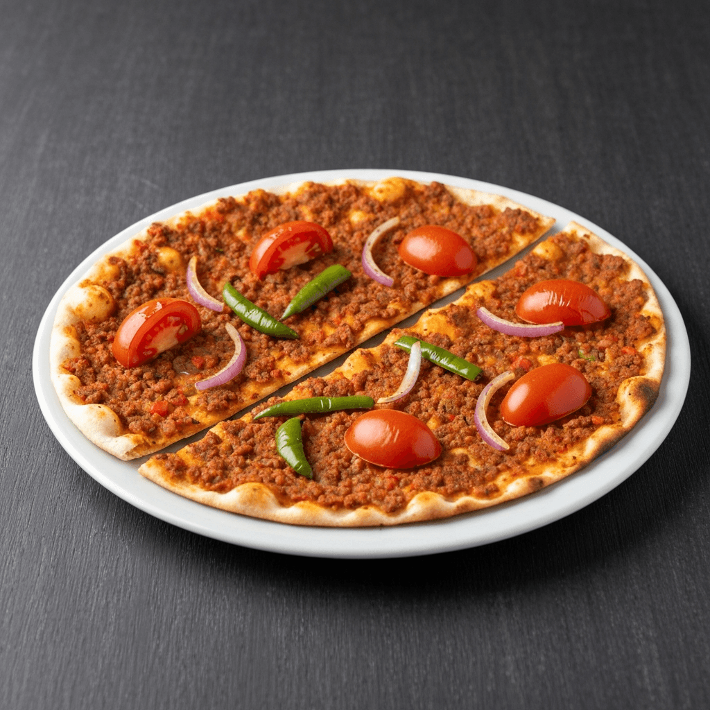 Lahmacun (Turkish Pizza) with Spiced Ground Lamb