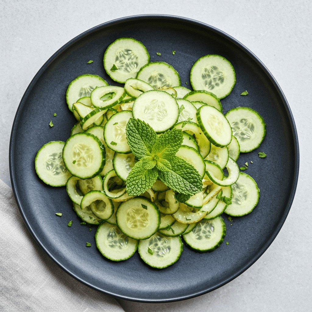 Cucumber and Mint Ribbon Salad with Lemon-Dill Dressing