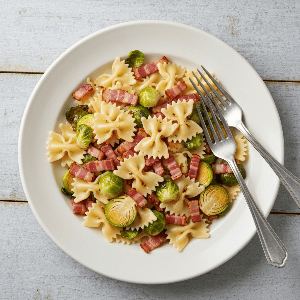 Farfalle with Roasted Brussels Sprouts and Pancetta