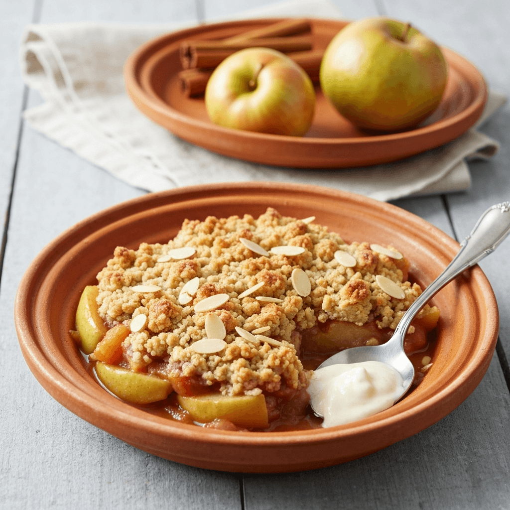 Moroccan Tagine-Spiced Apple Crumble with Almond Topping