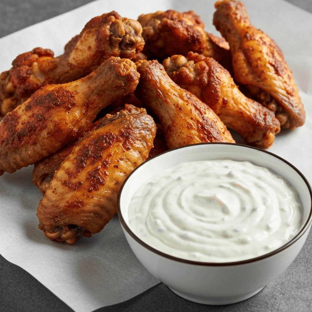 Mole-Spiced Chicken Wings with Blue Cheese Dip