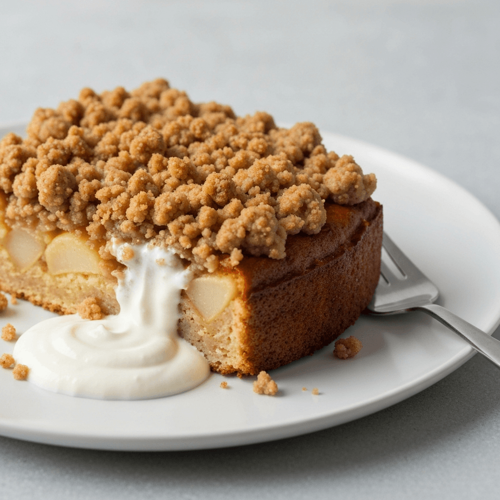 Jersey Apple Cake with Brown Butter Crumble and Vanilla Bean Yogurt