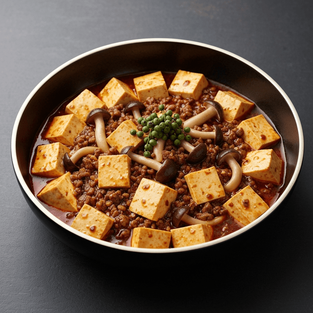 Sichuan Vegetarian Mapo Tofu with Mushrooms