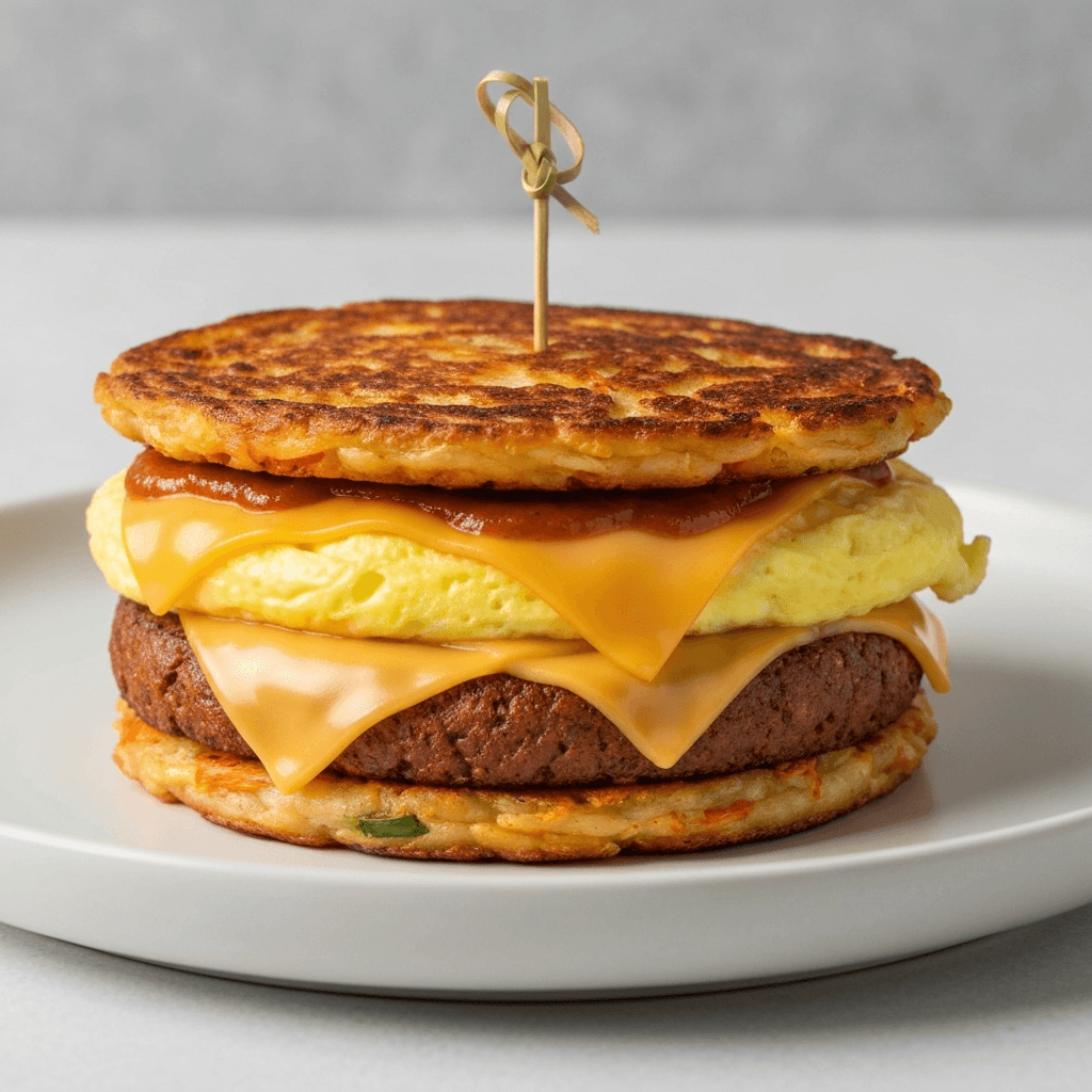 Kimchi Pancake Breakfast Sandwich with Gochujang Mayo