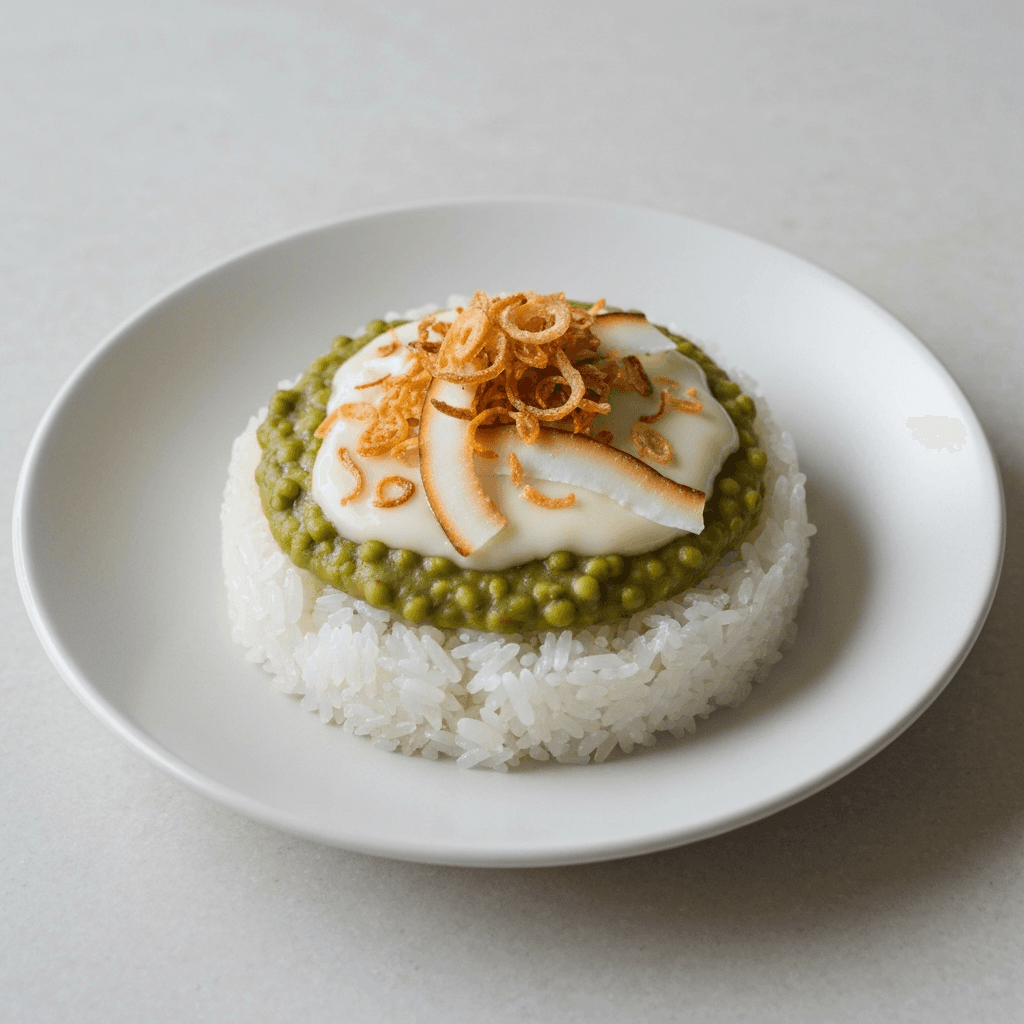 Vietnamese Sticky Rice with Mung Bean and Coconut (Xôi Xéo)