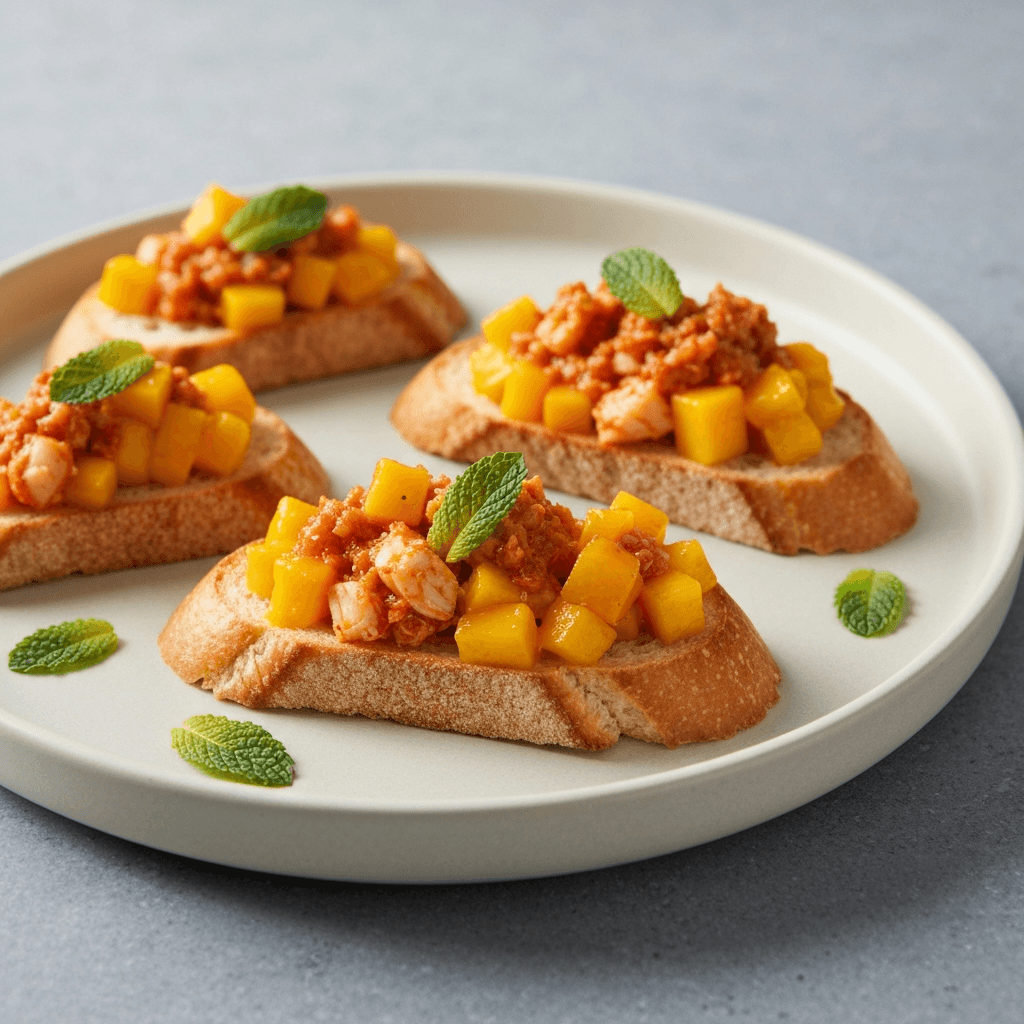 Chili Crab & Mango Sourdough Bruschetta with Mint