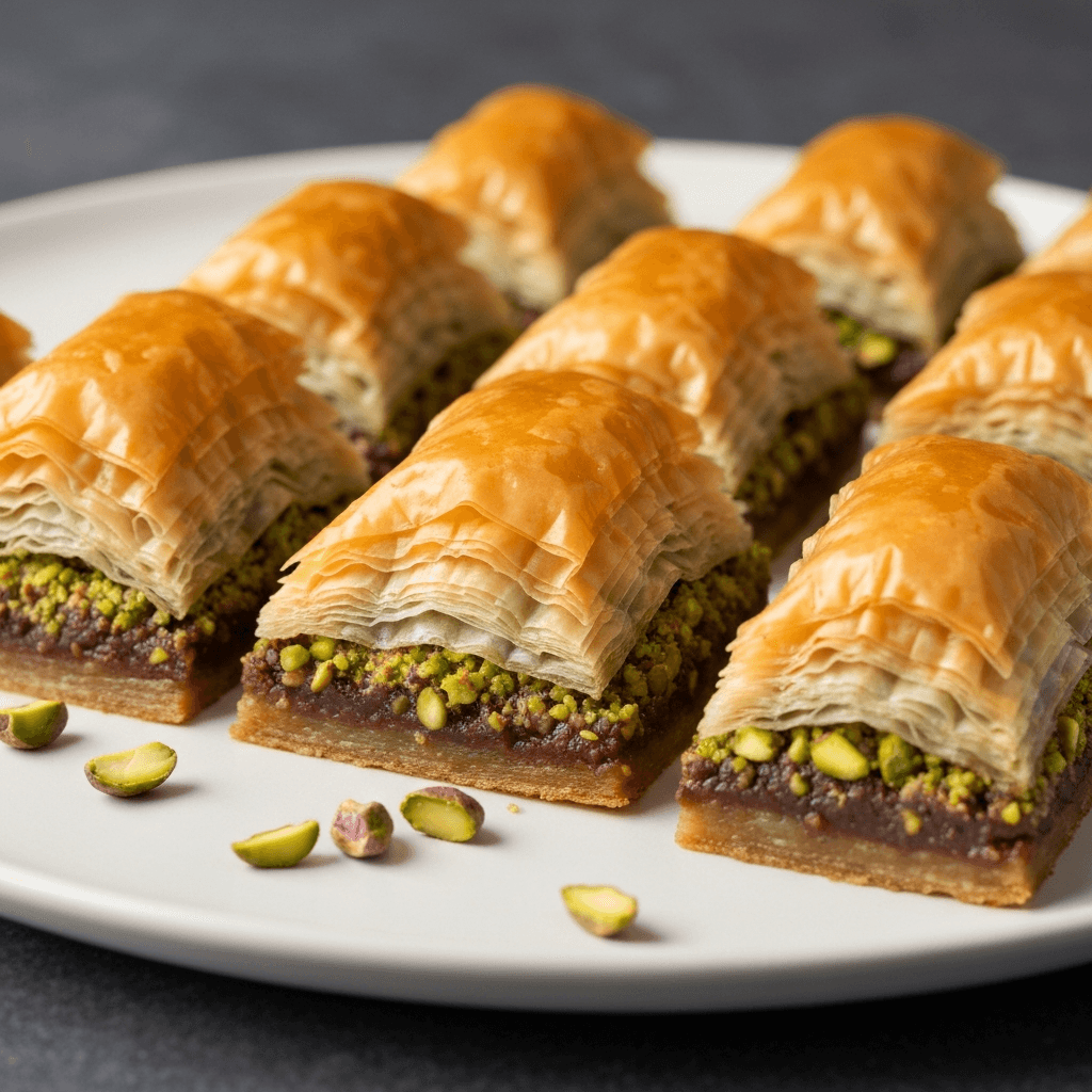 Chocolate Baklava with Pistachios and Orange Blossom Water