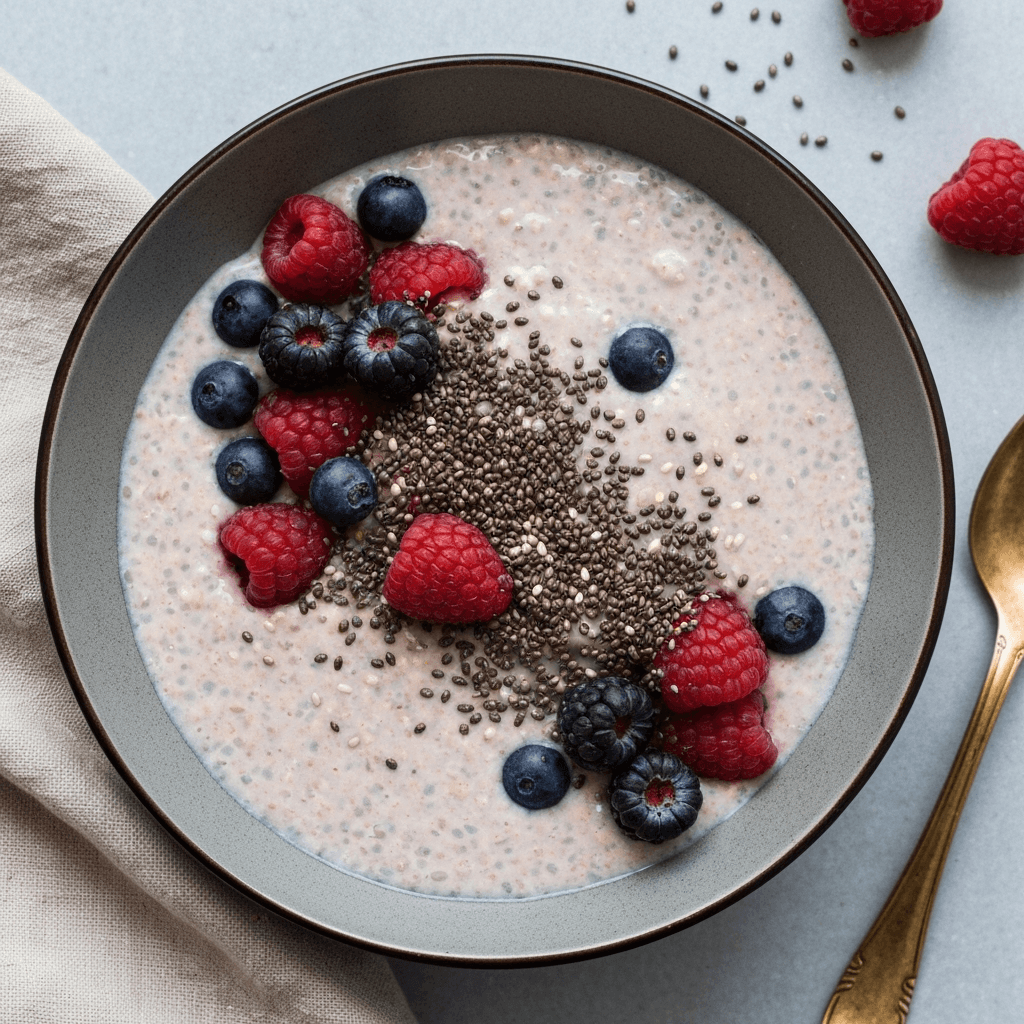 Overnight Oats with Berries and Chia Seeds