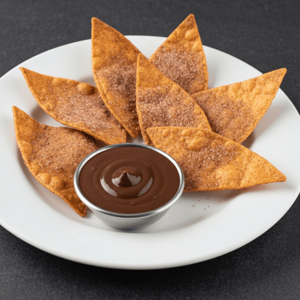 Cinnamon Sugar Tortilla Crisps with Chocolate Dipping Sauce