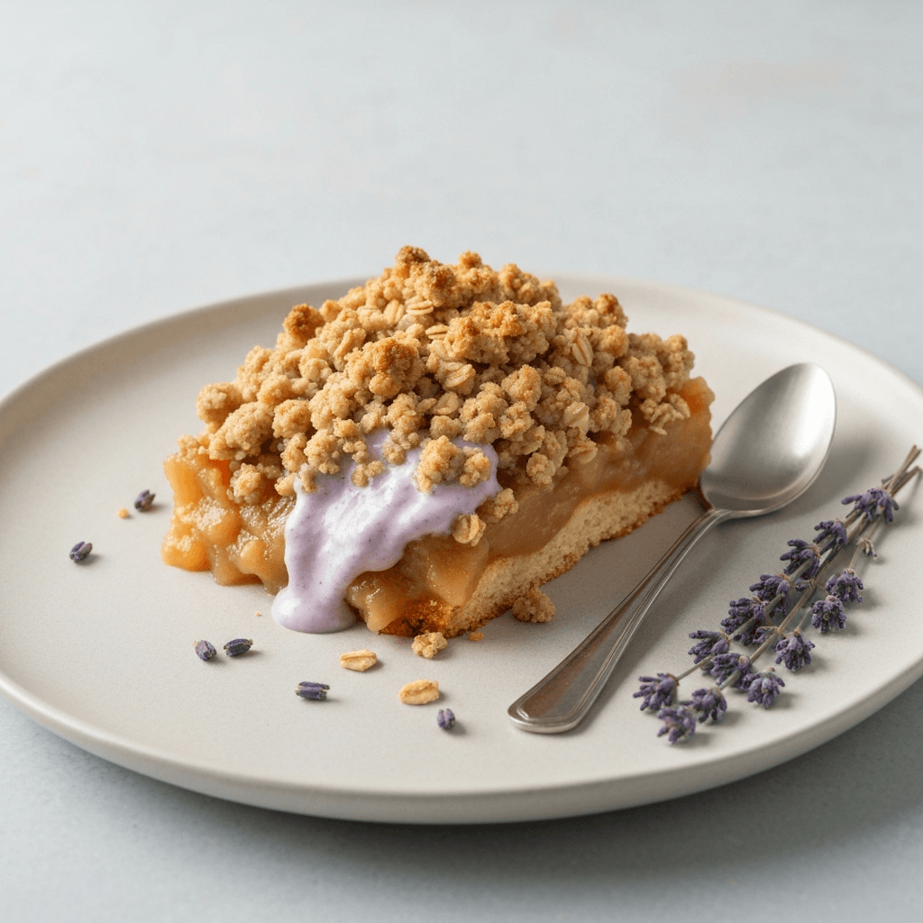 Jersey Black Butter Apple Crumble with Lavender Infused Cream