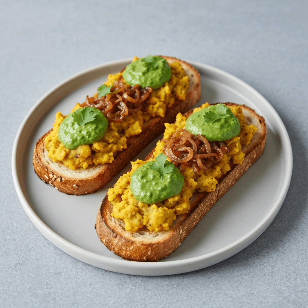 Bombay Masala Toast with Coriander Chutney