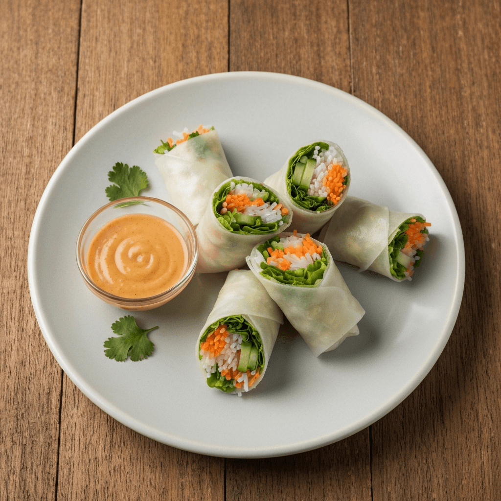 Fresh Thai Spring Rolls with Peanut-Ginger Dipping Sauce