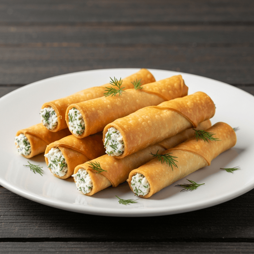 Sigara Böreği (Cheese Rolls) with Feta and Dill