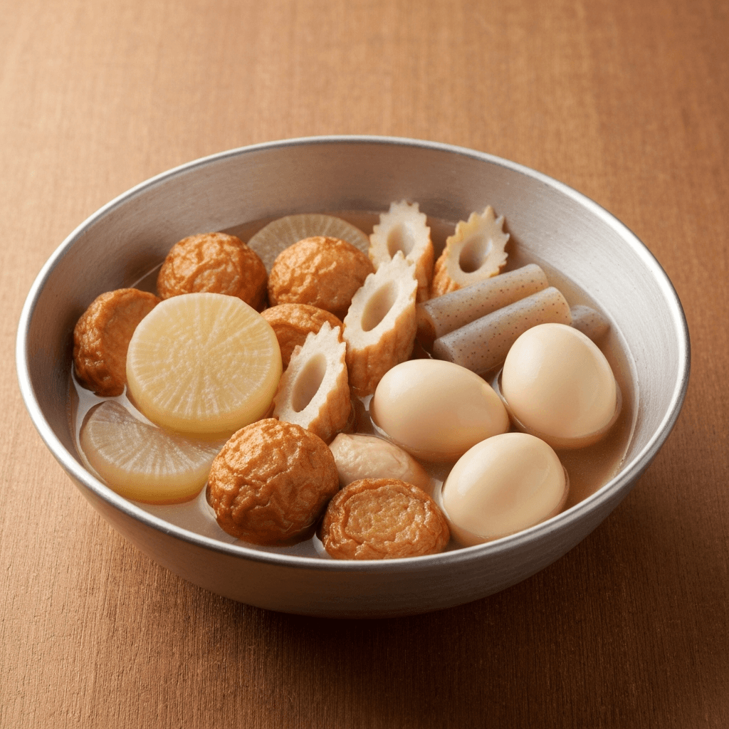 Oden-Style Nabe with Daikon Radish, Fish Cakes, and Boiled Eggs