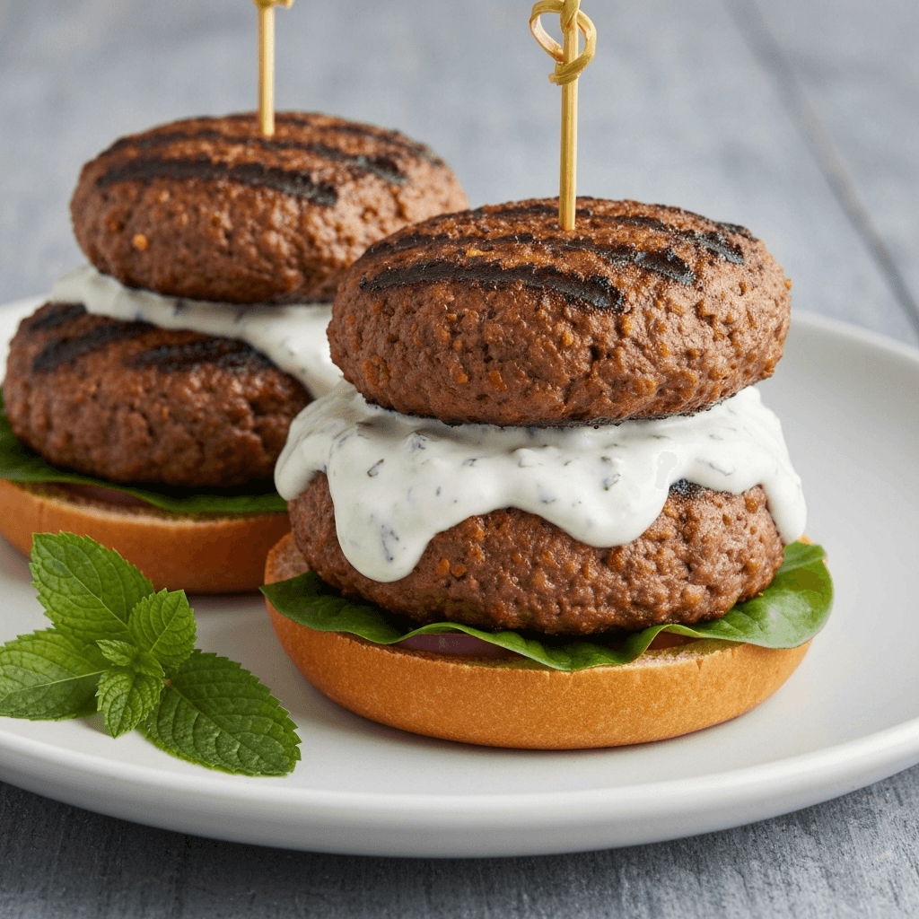 Moroccan-Spiced Lamb Burgers with Mint Yogurt Sauce
