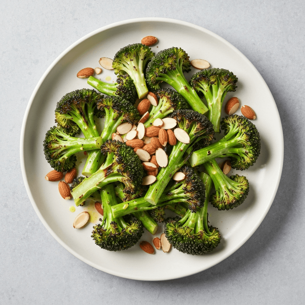 Charred Broccoli with Lemon-Garlic Dressing and Toasted Almonds