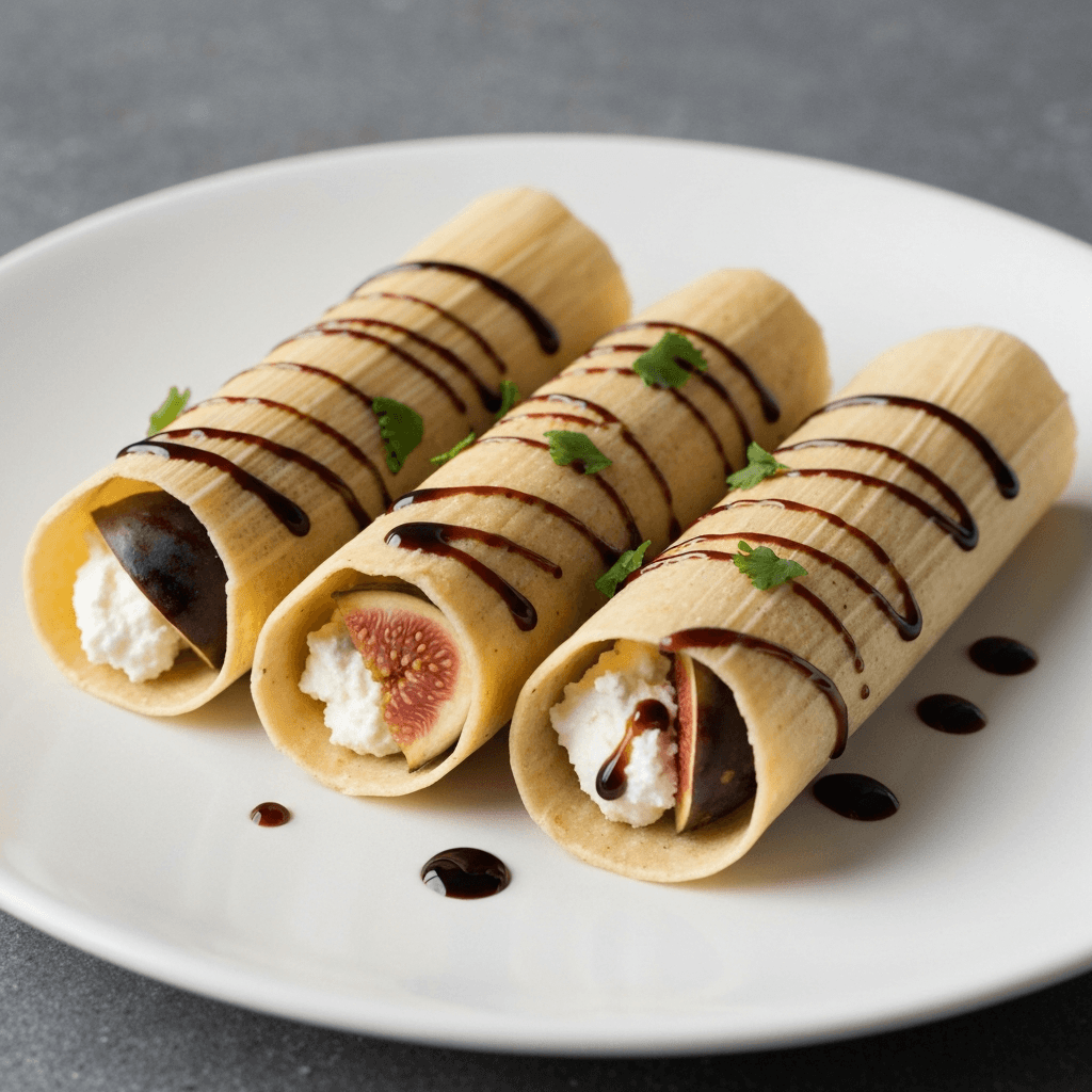 Goat Cheese and Fig Tamales with Balsamic Glaze