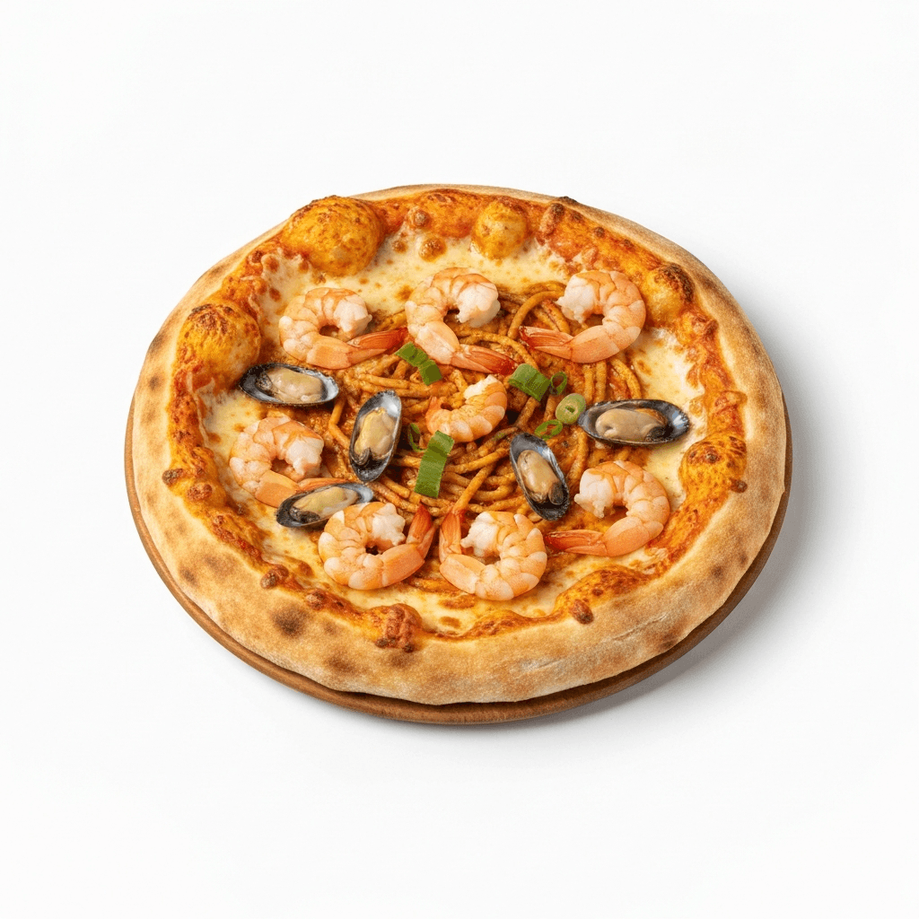 Laksa Sourdough Pizza with Prawns, Cockles & Crispy Tau Pok